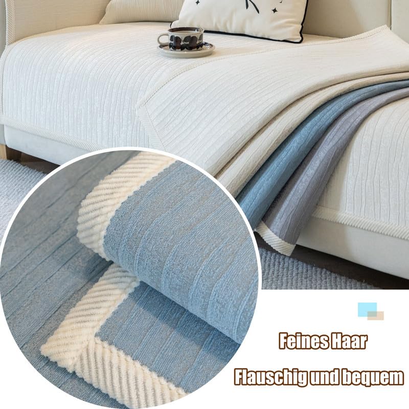 Yahbrra Anti Slip Sofa Uberzug: 1 2 3 4 Sitzer L Form Sofaüberwurf Weiche Chenille Hund Katze Sofaschoner Neue Universelle Couchbezug für Wohnzimmer (Grau,70 * 70cm)