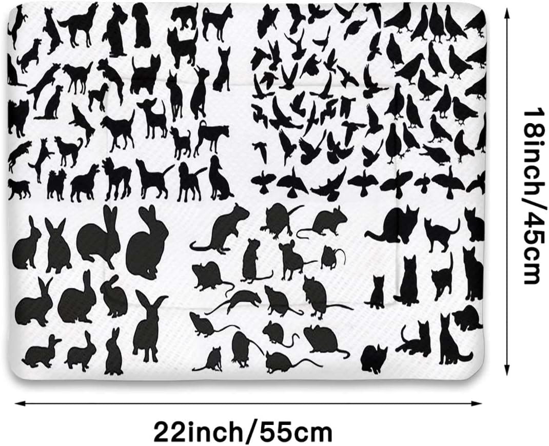 review Black White Thermal Pet Mat Bed Liner Animals Silhouettes Different Large Dog Bed Pad Pets Sleeping Bed Soft Warm Fluffy Kennel Pad Best Friends 18