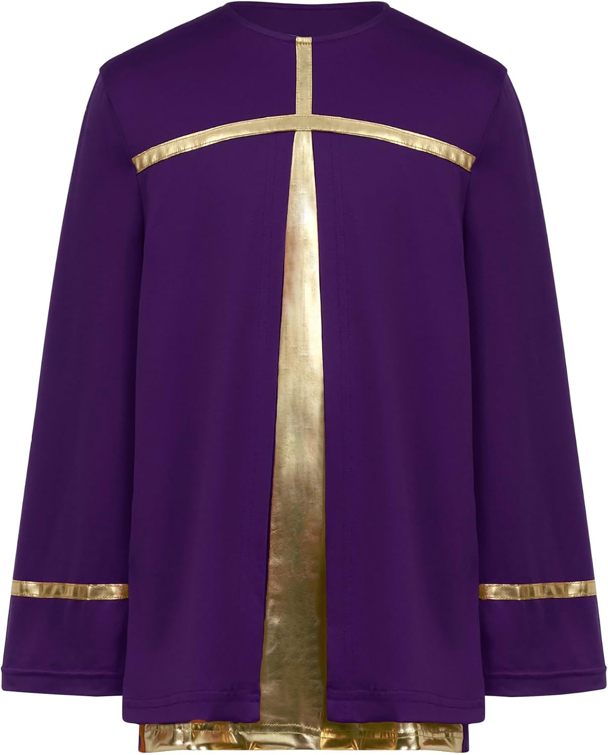 Kids Boys Long Sleeve Praise Dance Pullover Top Metallic Cross Patchwork Liturgical Worship Dance Shirt