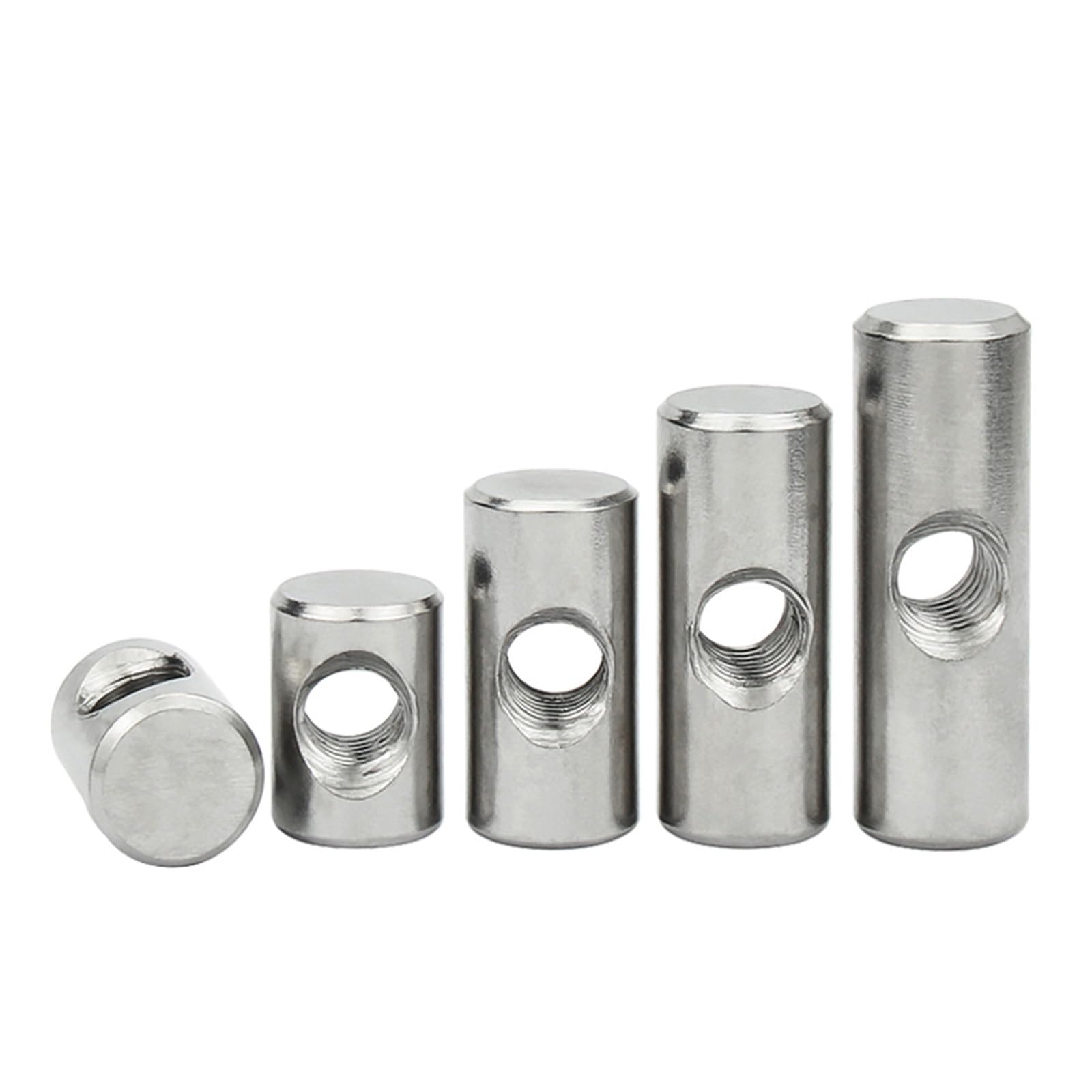 Écrous à barillet en métal fendus à tenon croisé, M4 M5 M6 304 Écrou à marteau en acier inoxydable Filetage à un mot avec trou Goupille de positionnement cylindrique Écrou de connexion intégré 5 pièce