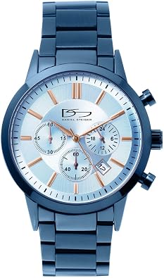Daniel Steiger Blue Glacier Mens Watch - Stylish Blue Finish with Ice Blue Dial - Chronograph, 24 Hour & Date Features - Water Resistant