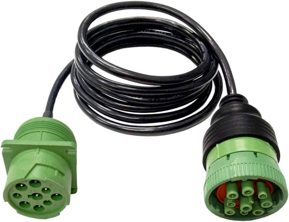 J1939 Extension Cable Type 2 Deutsch 9 Pin Molded Braided Shielded AWG26 Green Connector Male to Female 7 Feet