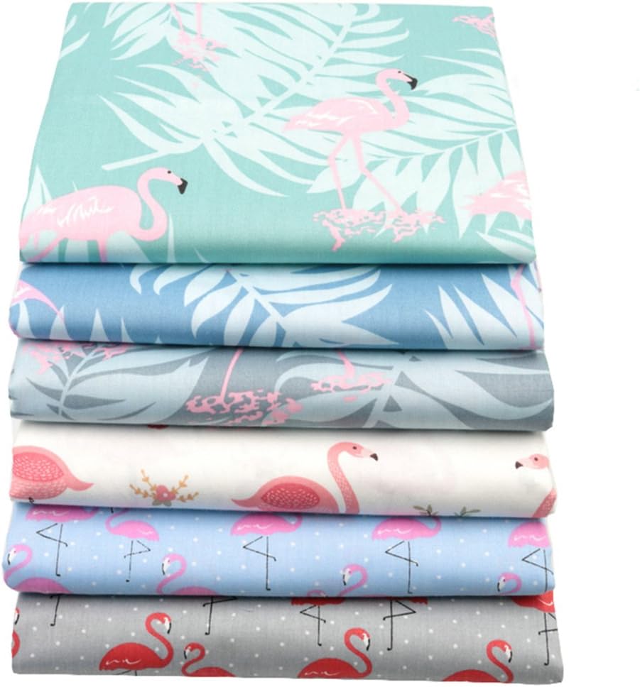 Hanjunzhao Cute Animal Flamingo Fat Quarters Fabric Bundles 18 x 22 inch for Quilting Sewing Crafting