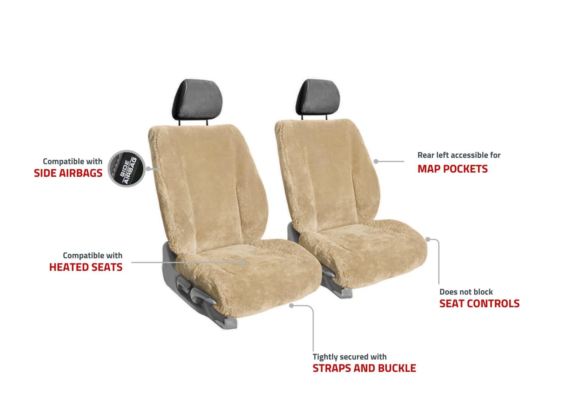 Amazon.com: ShearComfort Semi Custom Sheepskin Seat Covers Front