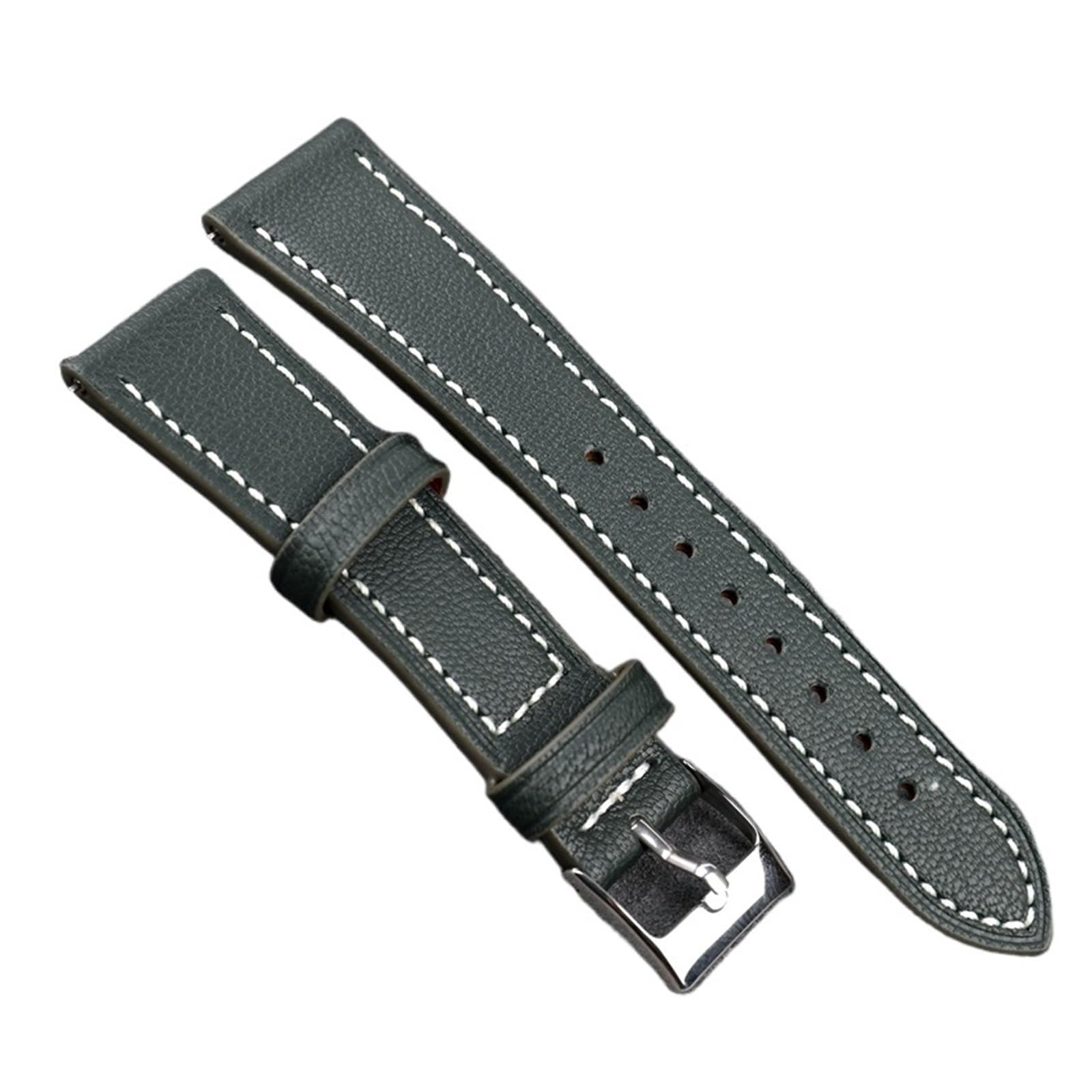 Compatible avec le bracelet de montre Ultra-mince doux en peau chèvre fait à la main 18 19 20 21 22MM, bleu marron gris, Vintage dégagement rapide for hommes