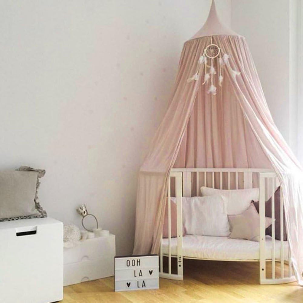 RENZE Children's Round Bottom Bed Canopy,Soft Anti Mosquitoes Canopy Mosquito Net Play Tent Fantastic Princess Dream for The Girls Baby