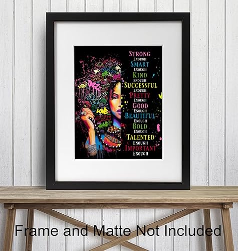 Miniatura 3 de Black Women's empowerment 11x14 - African American Wall Art for Women Girls - Inspirational Poster - Motivational Wall Art - I Am Enough - Bedroom
