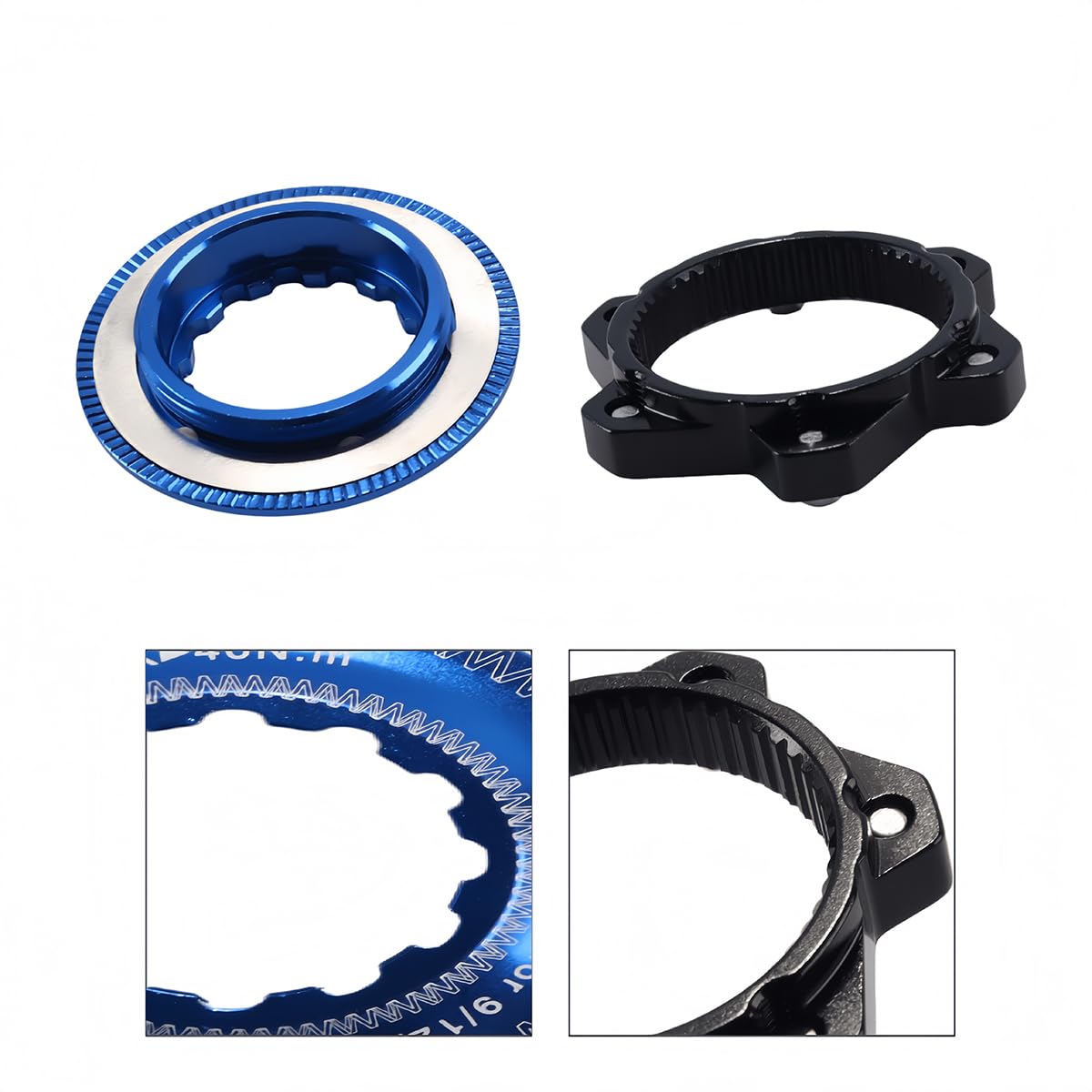Teron Adapter centralnej blokady, adapter wirnika hamulca tarczowego, do przebudowy piast Center Lock na 44 mm, odstęp między śrubami, 6 wirników śrubowych (niebieski)