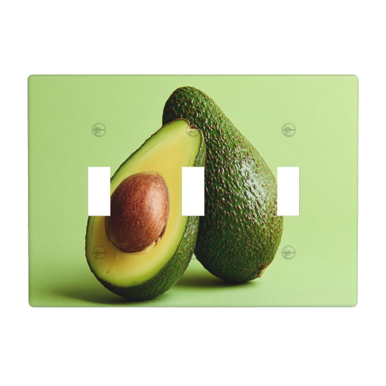 Woshuwo White Avocado On Pastel Green Light Switch Covers 3 Gang Triple Toggle Wall Plate Switchplate Electrical Faceplate For Bathroom Kitchen Bedroom Decor