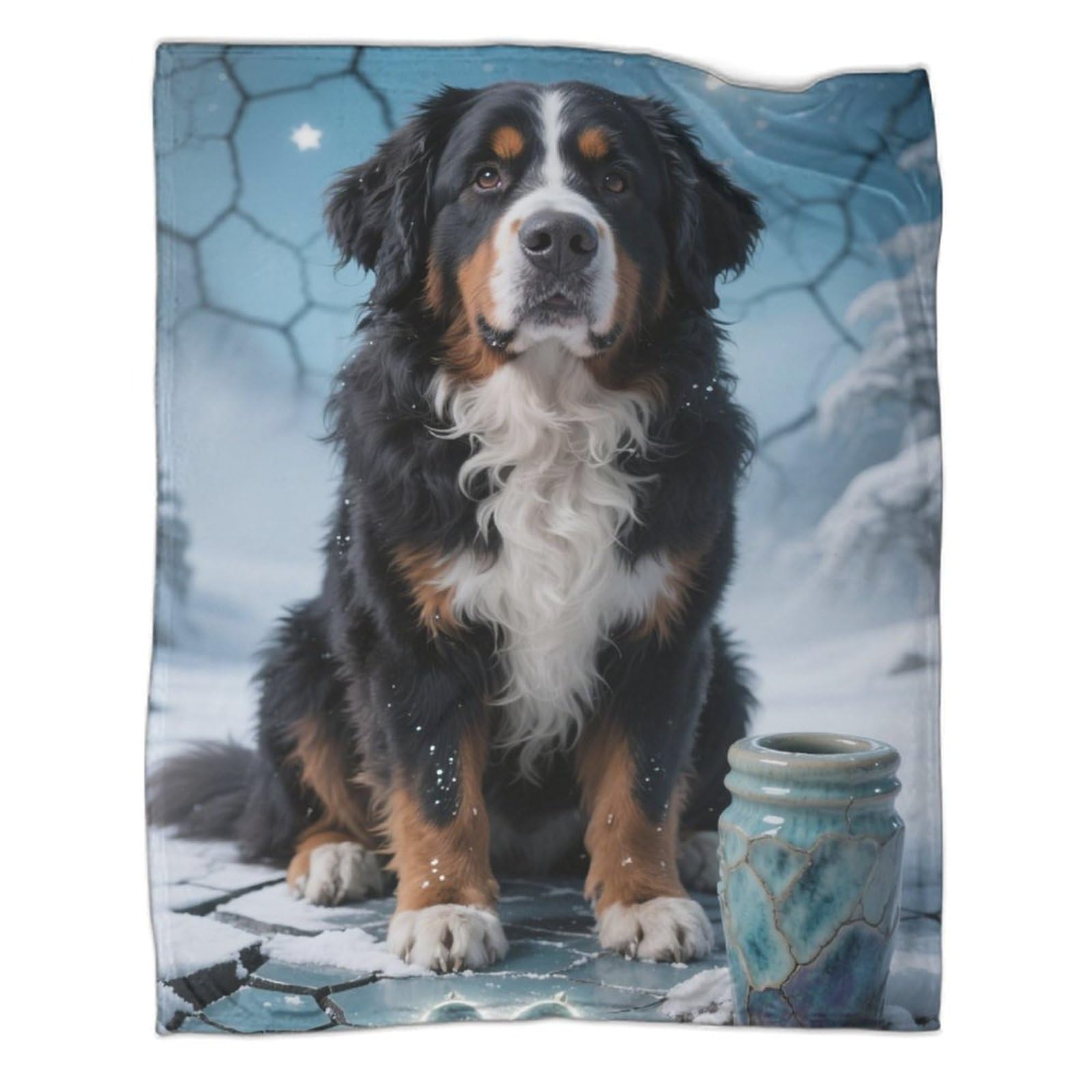 Couverture Bernese Mountain Dog 3D en microfibres douce et chaude 180x200cm pour lit et canapé