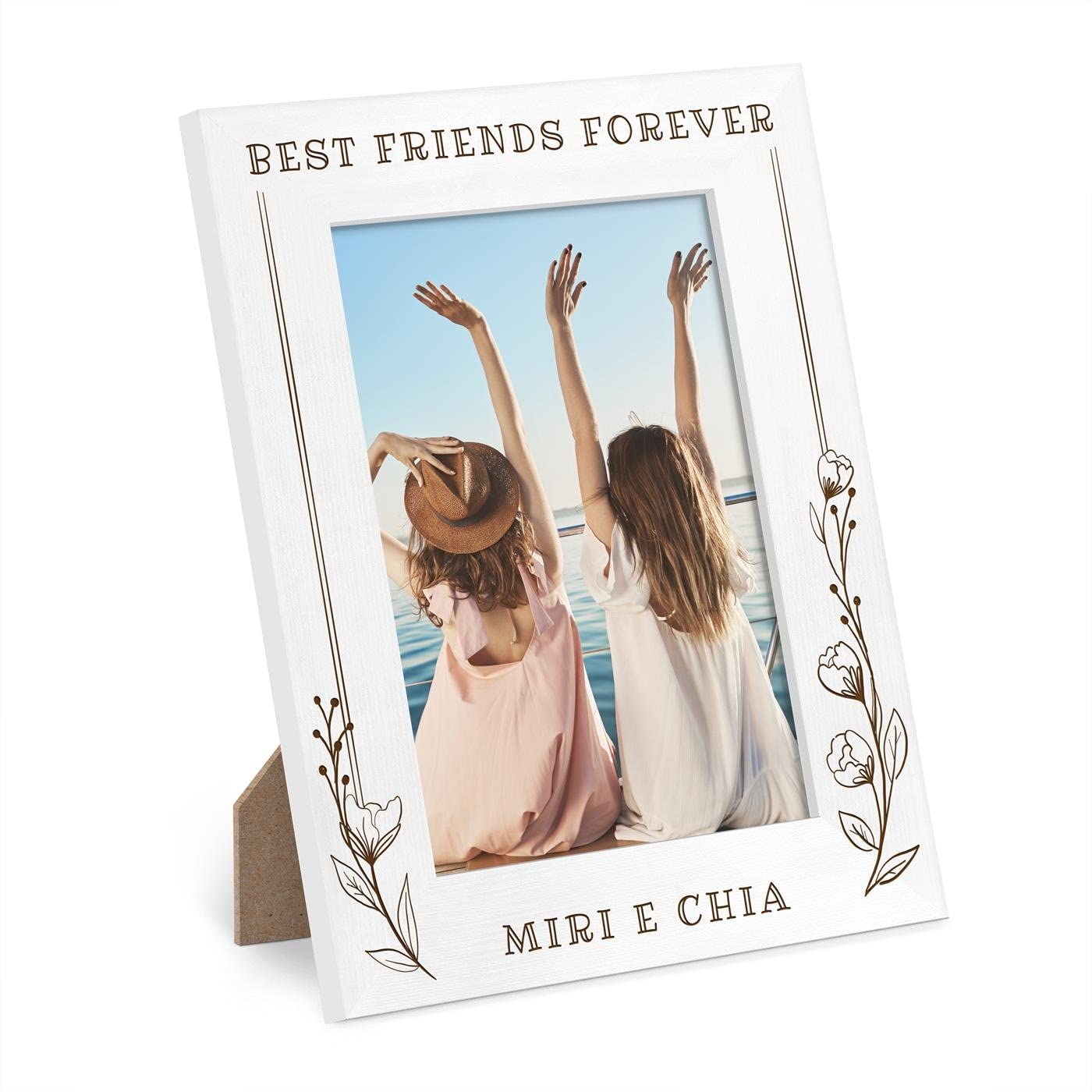 Maverton Cornice Foto - Bianca - Personalizzazione Stampata a Colori - Porta Foto in Legno - 27,5 x 21,5 cm - Portafoto da Tavolo - Cornici da Parete - regalo donna - Nascita