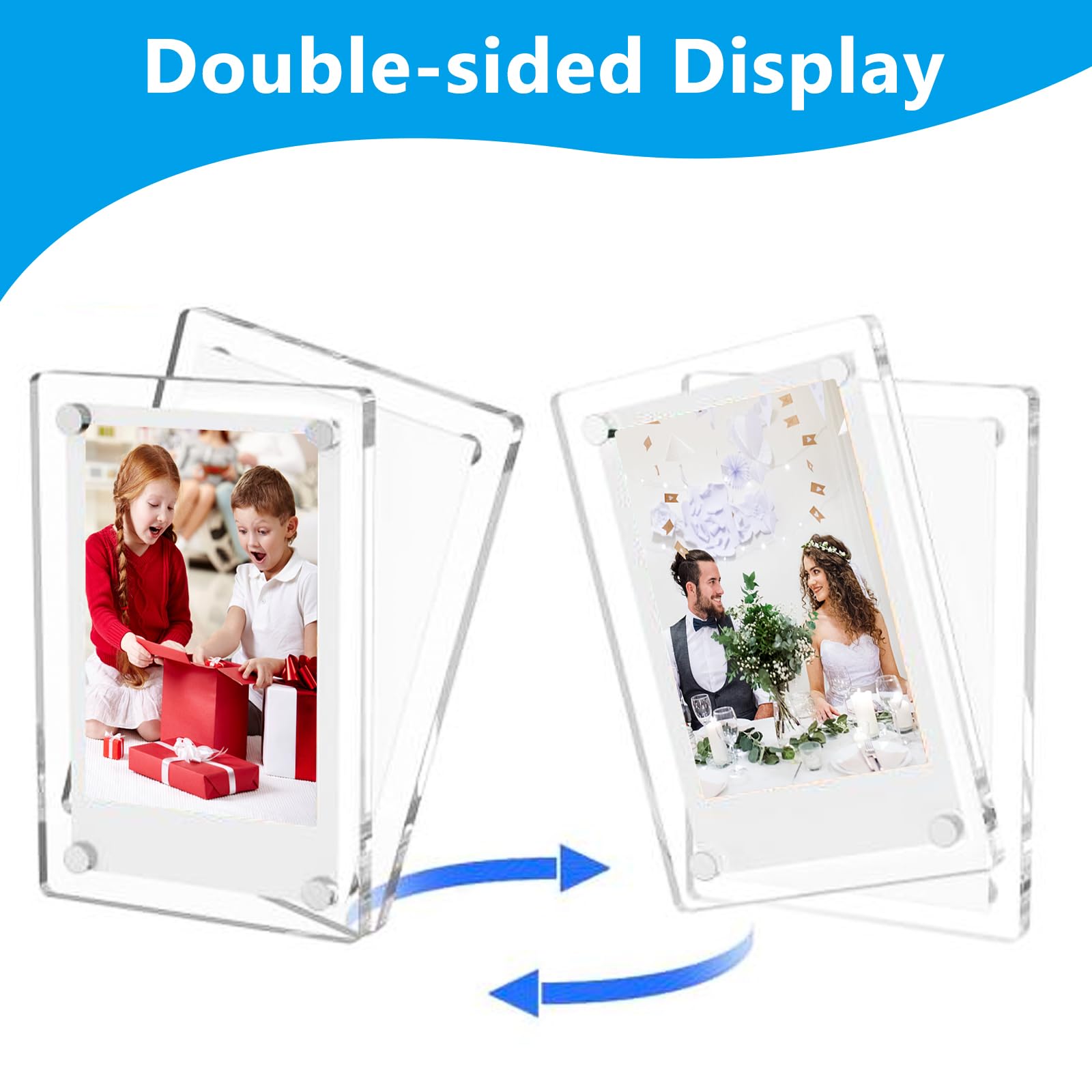 12 Cadres Photos Magnétiques Acryliques Double Face Pour Instax Mini - Aimants Réfrigérateur 6x9cm