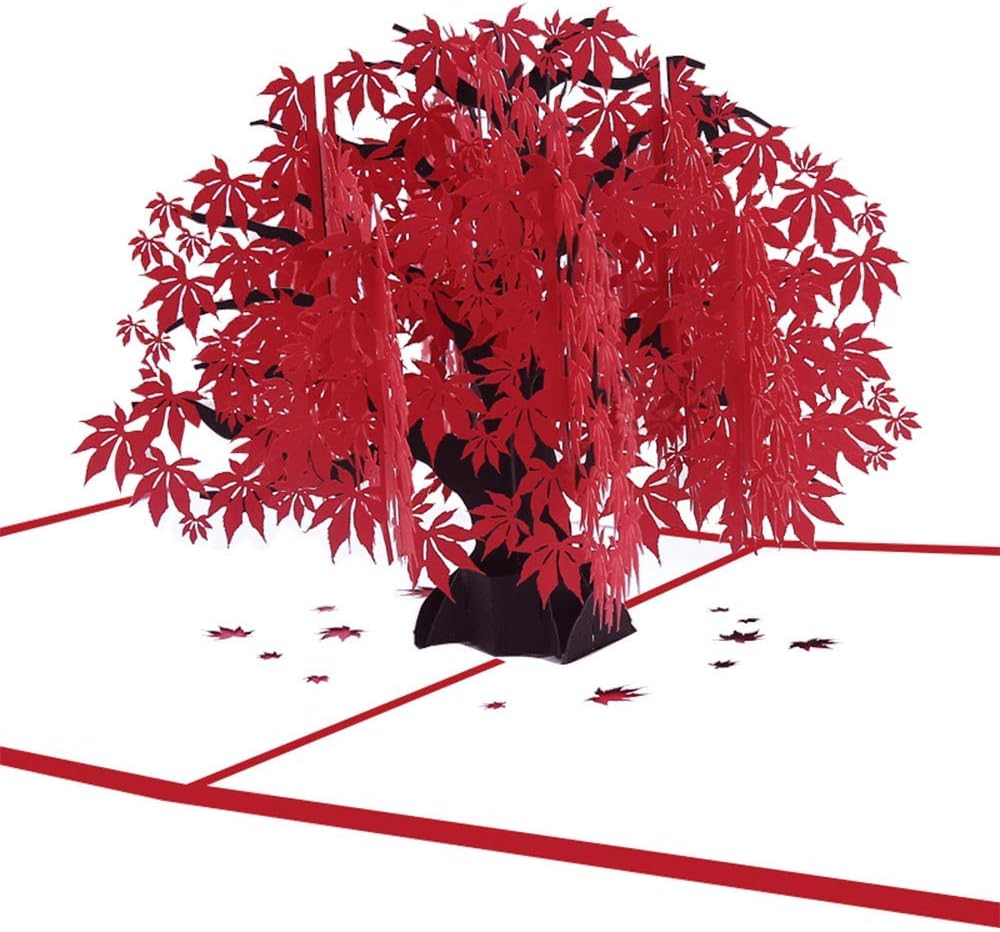 3D Christmas Cards Pop Up Greeting Holiday Cards Gifts for Xmas/New Year/Birthday Card, Tree Card, Nature Card (Red maple leaf) - Image 3