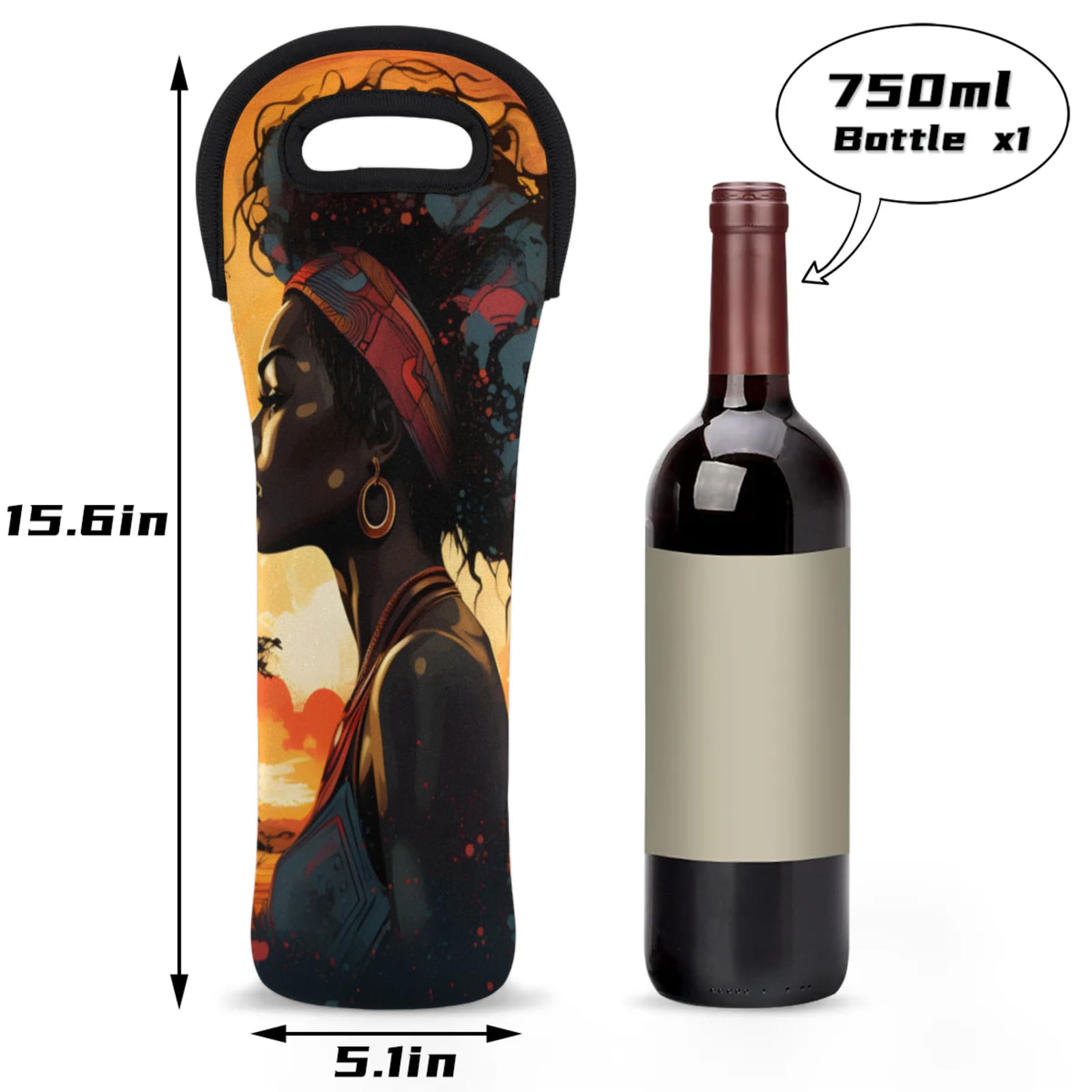 Neoprene Wine Tote Carrier Bag for Wine,Water, Champagne, Beer, Baby Bottles 15.6 x 5.1 Inches, Protective Wine Bag,Women