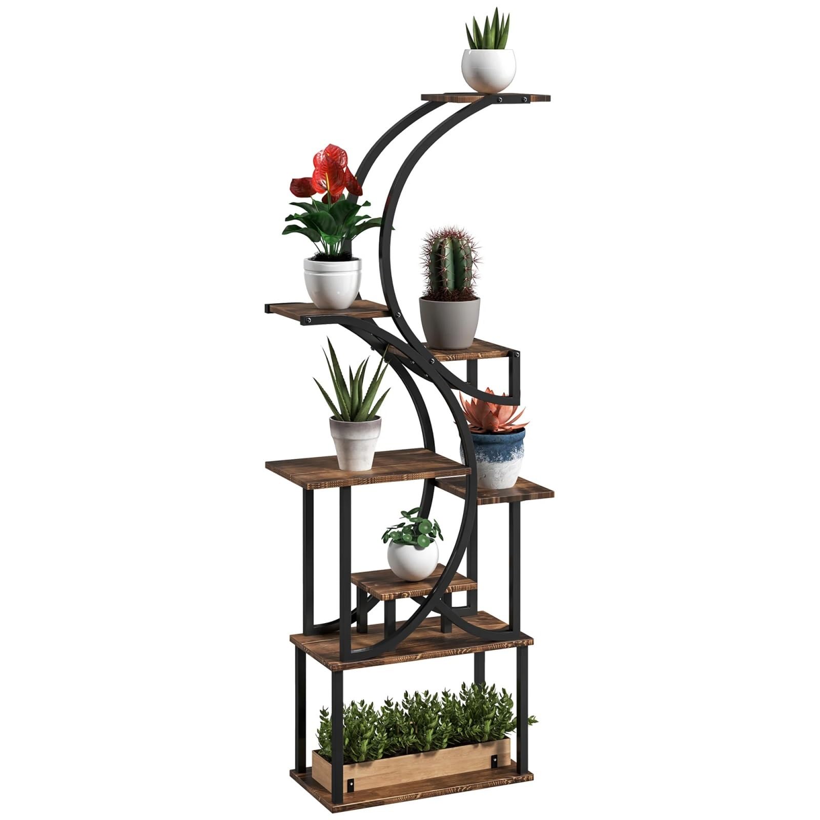 IOPKLYTF Plant Stand 8-Tier Plant Stand S-Shaped Shelf 62 Inch