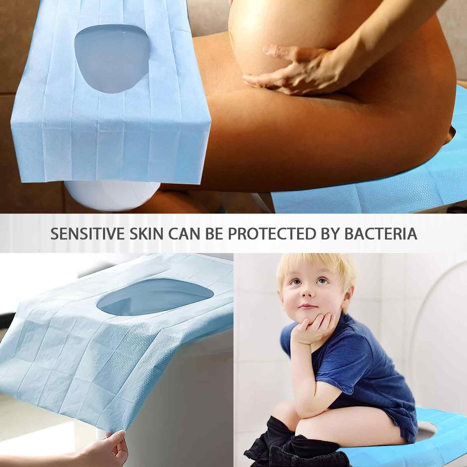 Copriwater USA e Getta Biodegradabili in Carta per Bambini e Adulti, Coprisedili WC Monouso Ecologico Antibatterico Universali 50 Pezzi