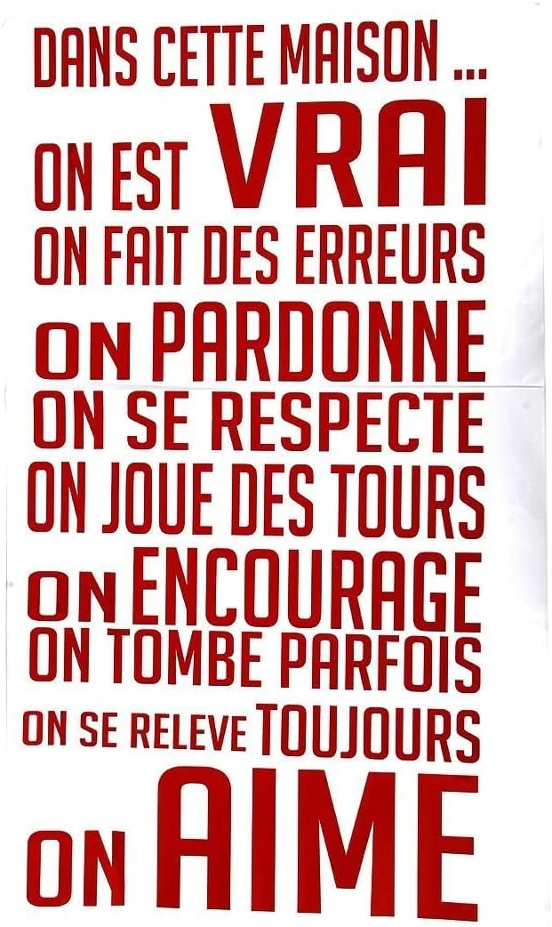 GlobalNiche® Home Decoration for French Homes"Dans CETTE Maison" Wall Sticker House Rules Home d¨¦cor-Red (26685)
