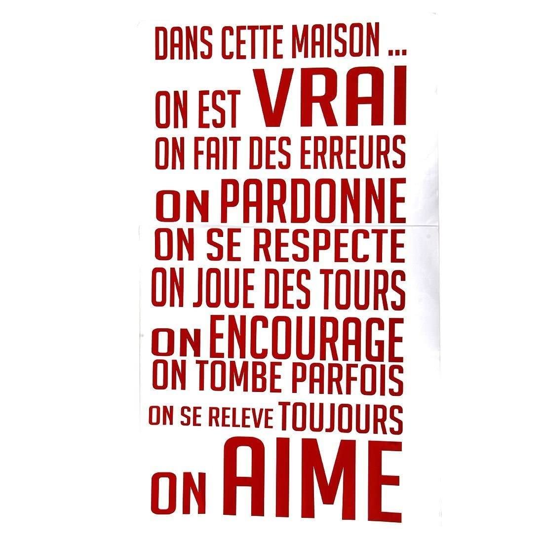 GlobalNiche® Home Decoration for French Homes"Dans CETTE Maison" Wall Sticker House Rules Home d¨¦cor-Red (26685)