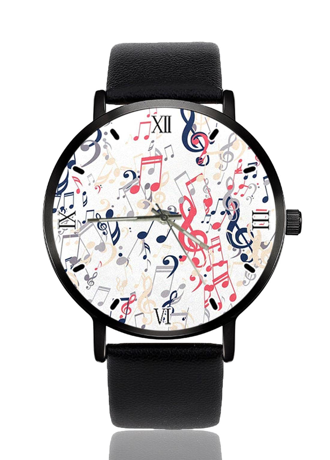 GenericColored Music Notes Watches Quartz Wristwatch Watches for Women Men Business Originality Unisex Black Dial