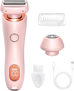 Razor for Women,Shaver Glide Razor, 3.0 Electric Beauty Trimmer,Rechargeable, Portable and Free Exfoliating GlovePink