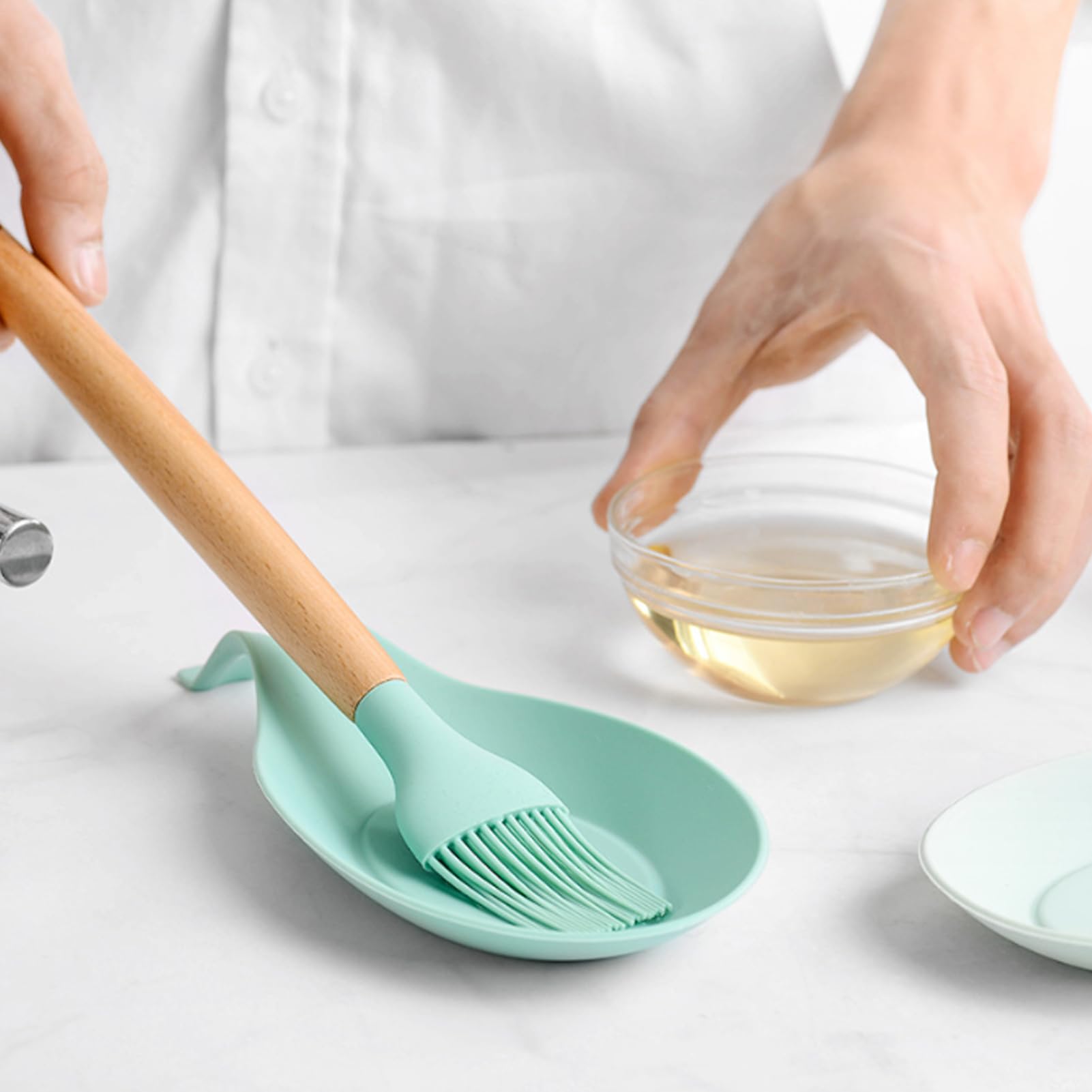 Repose-cuillères Silicone Repose-Cuillères En Silicone - Lot De 4 - Anti-Taches Et Pratique - Pour Cuisine Repose Spatule Cuillère