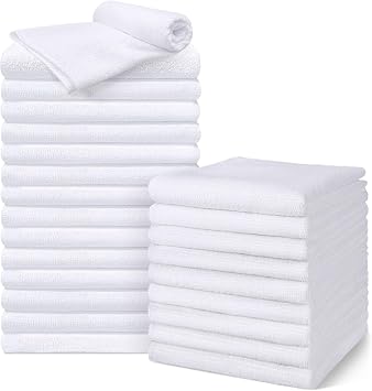 UNIMADE Salon Towels 24 Pack, Super Soft Microfiber Hand Towel, Highly Absorbent Hair-Drying Cloth for Gym, Bath, Spa Use and Home Beauty Care - White 16x29 inch