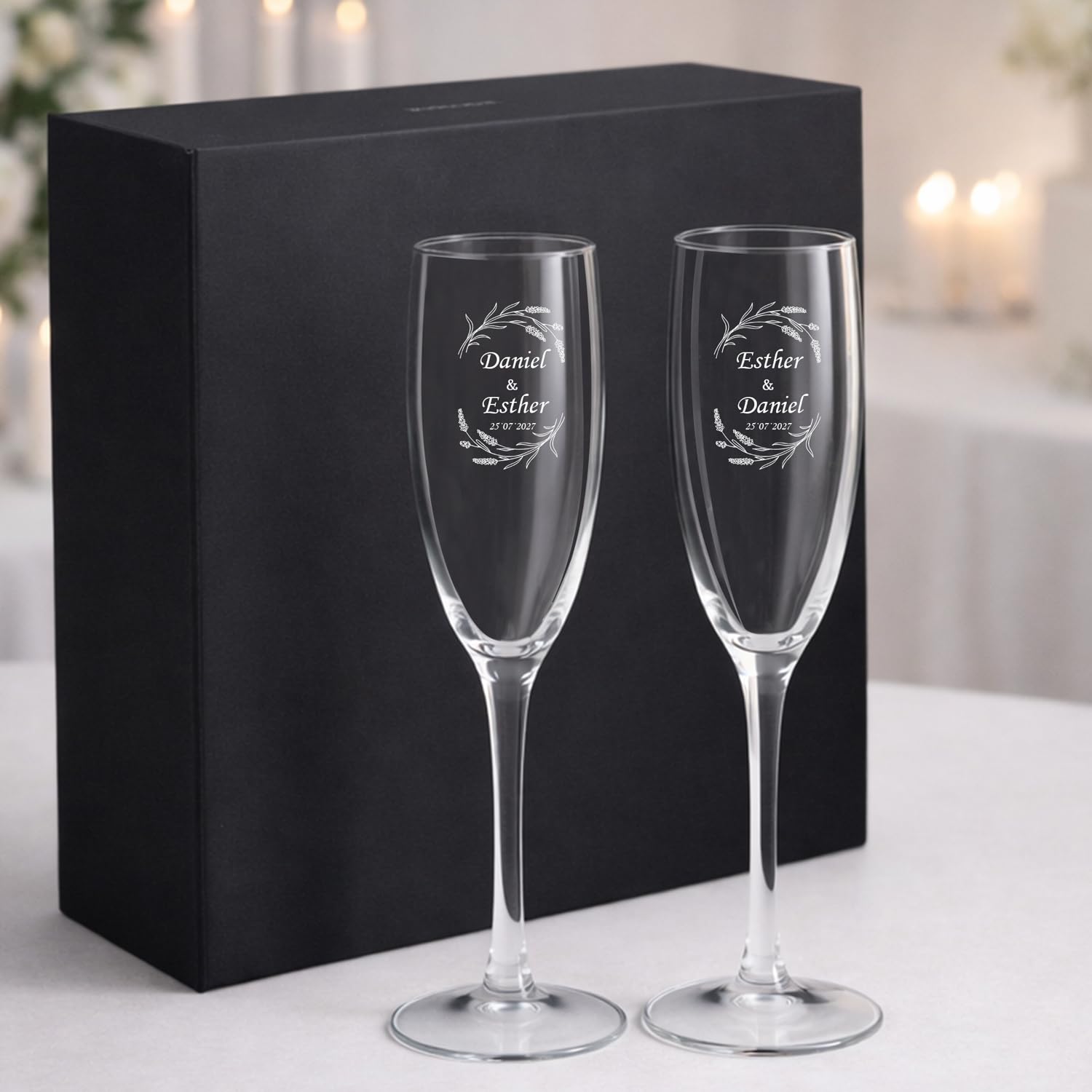 Flutes à champagne Blanc/Transparent/Transparent Verre/Verre/Verre Abstrait
