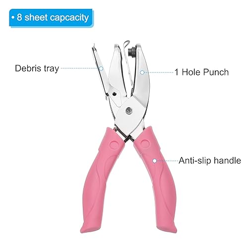Miniatura 4 de PATIKIL Perforadora de un solo agujero de 18 de pulgada y 14 pulgadas, paquete de 2 perforadores de mano con agujero circular de agarre suave,