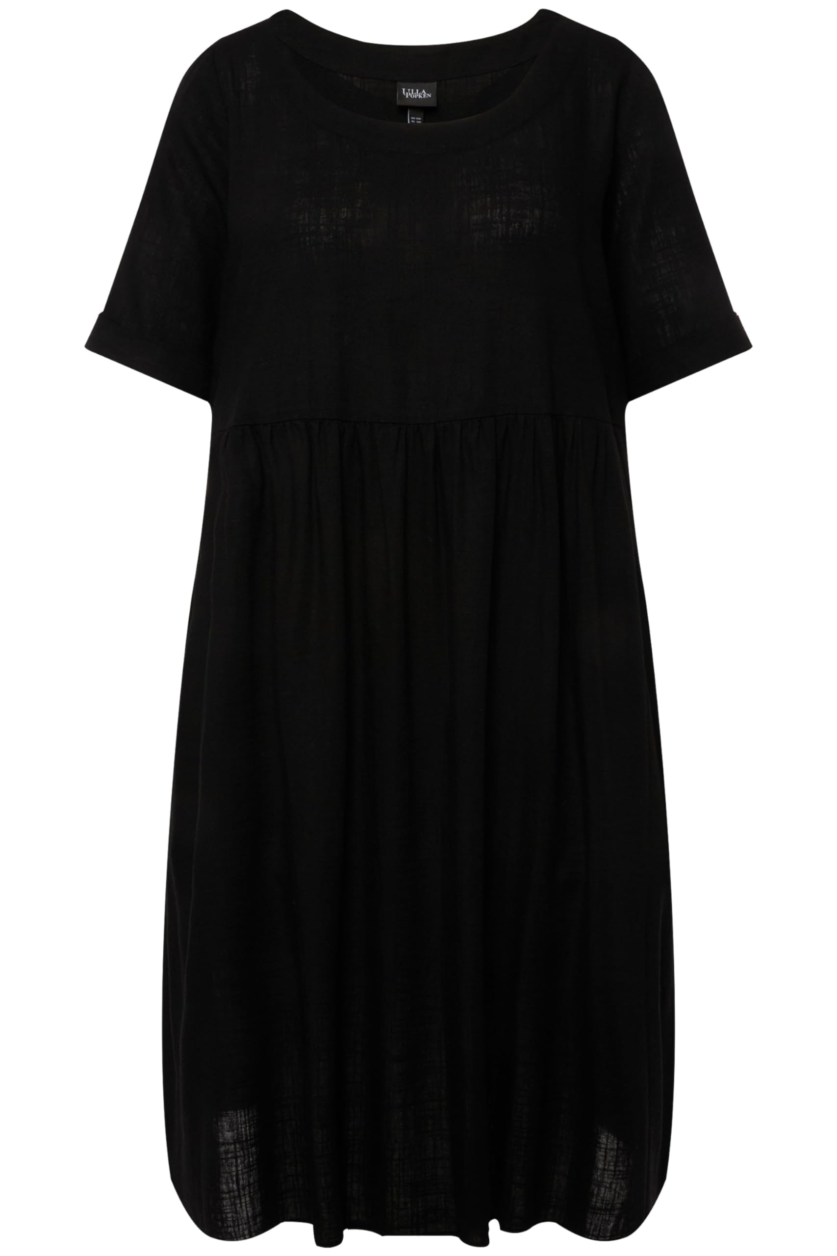 Ulla Popken Damen große Größen Übergrößen Plus Size Kleid, Leinenmix, A-Linie, Rundhals, Halbarm 829837