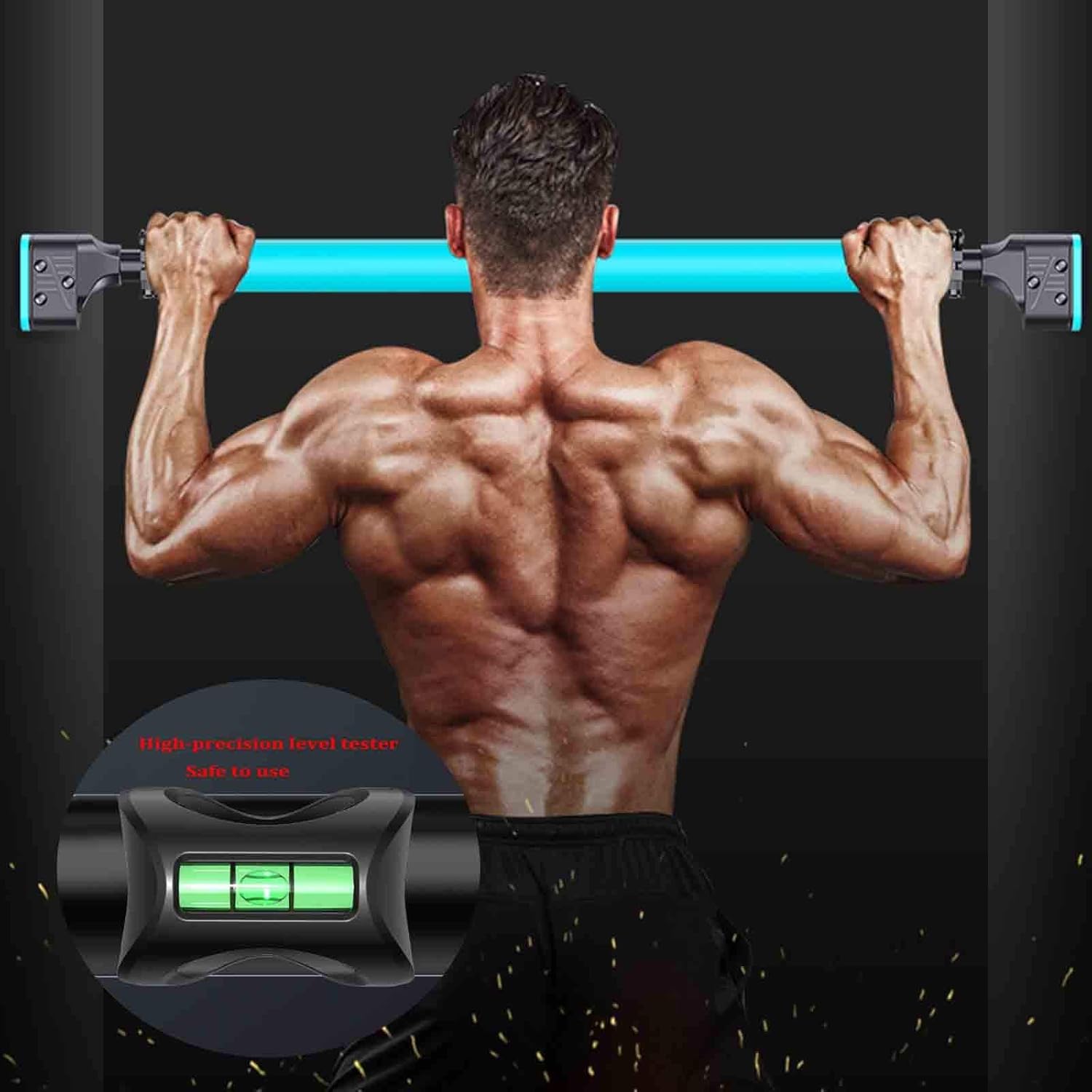 Pull-Up Bars AGYH Portable Steel Horizontal Bar, Upper Limb Strength Training Bar with Safety Lock and Balance Tester, Easy to Install, 75-125cm, Load 300KG, 3 Colors