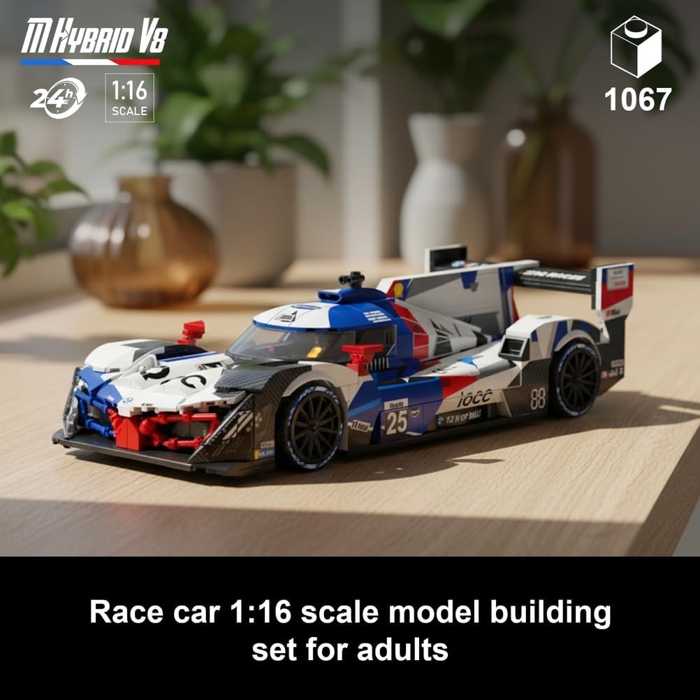 Le M Hybrid V8 Hypercar Model Car Kit - Building Set for Adults, 1:16 Scale 24H Hybrid Race Car to Display or Play, Racing Gift for Birthdays and Motorsport Fans, (1067PCS, A-Y26002)