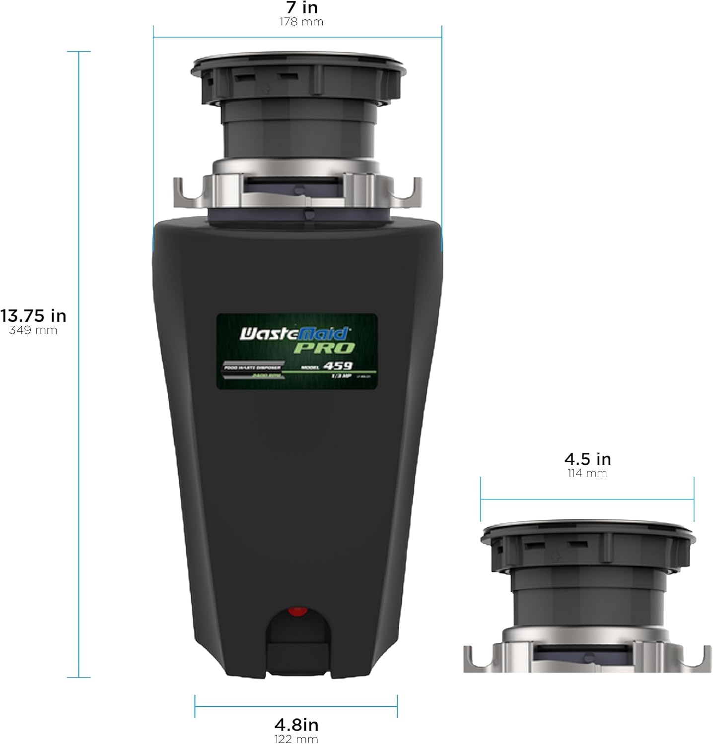 10-US-WMP-459 Pro Anti-Jam Garbage Disposer, 1/3 HP, Black