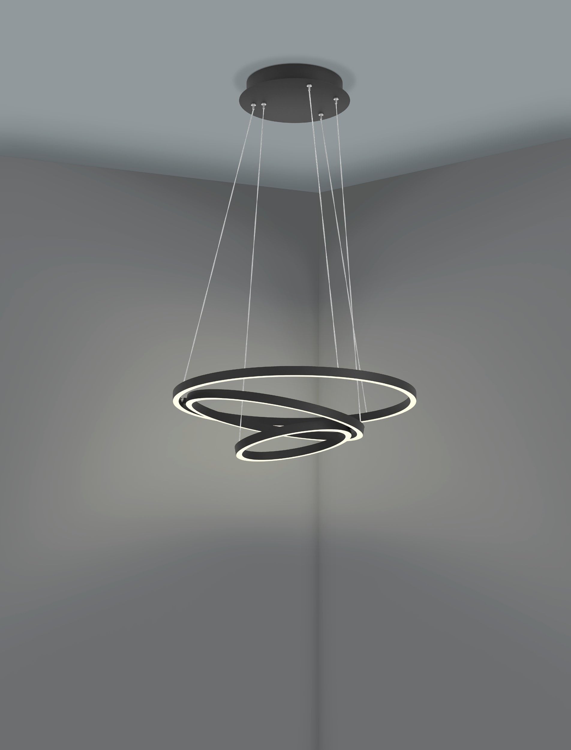 EGLO connect.z Smart Home lampa wisząca LED Lobinero-Z, ściemniana lampka pierścieniowa, ZigBee, aplikacja i sterowanie Alexa, regulacja barwy światła (ciepła – zimna biel), czarny metal