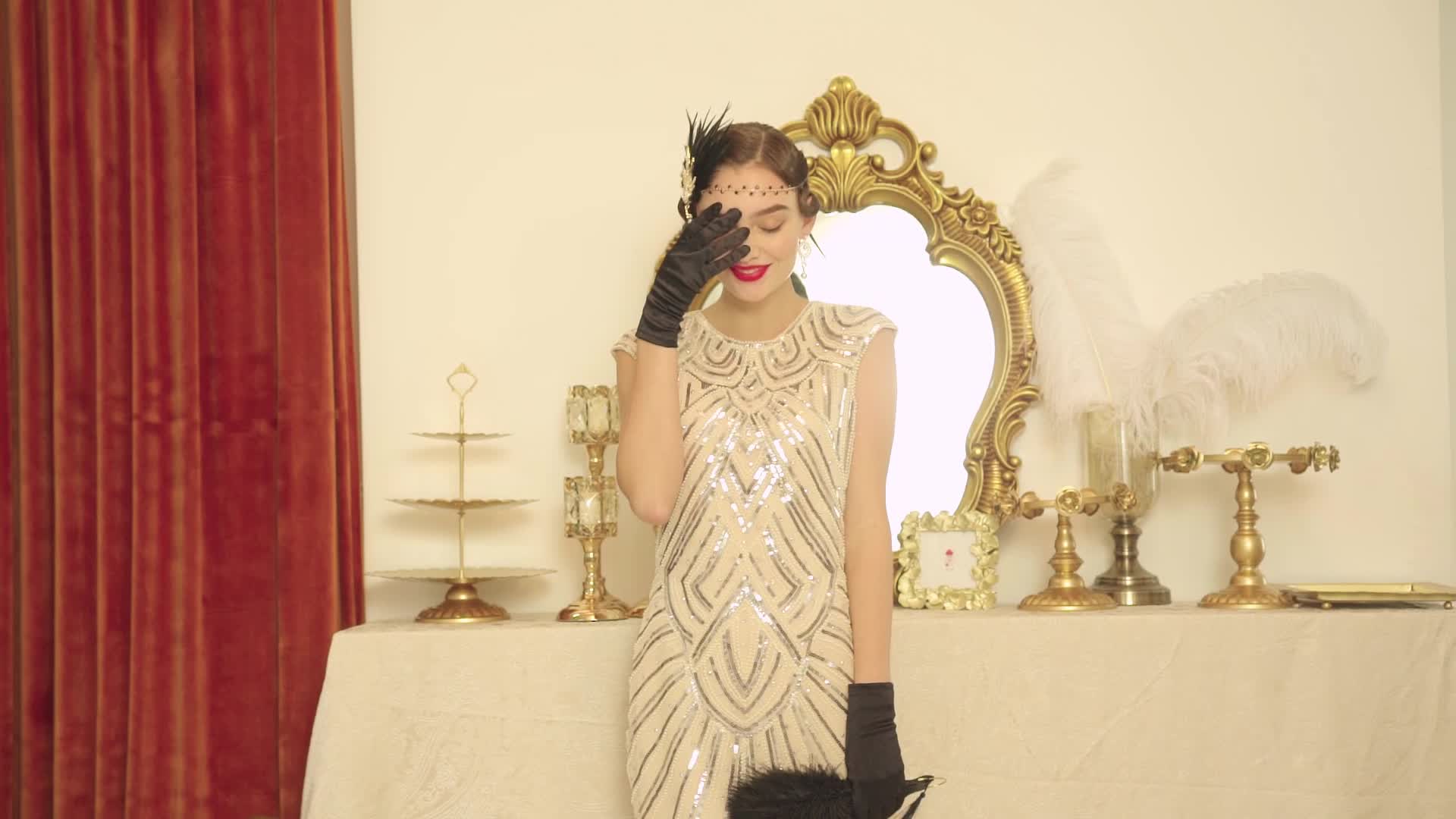 Babeyond Damesjurk in jaren ’20-retrostijl, ronde hals, met stijlvolle pailletten, in de stijl van The Great Gatsby - Image 8