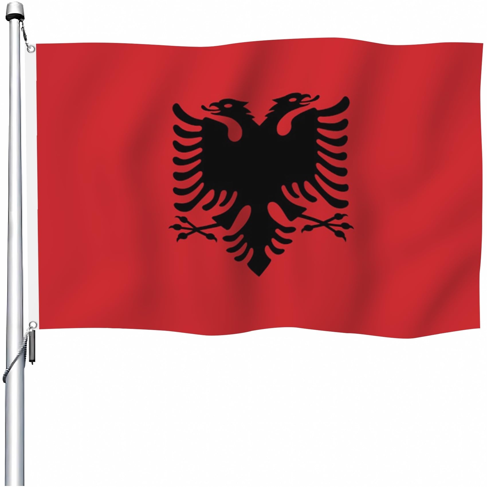 YongFoto Albania Flag 6x10ft Double Sided Albanian National Flags Banner for Outdoor Celebrations Home Garden Porch Party Decoration Flags with 2 Sturdy Grommets Precision Machine Stitched