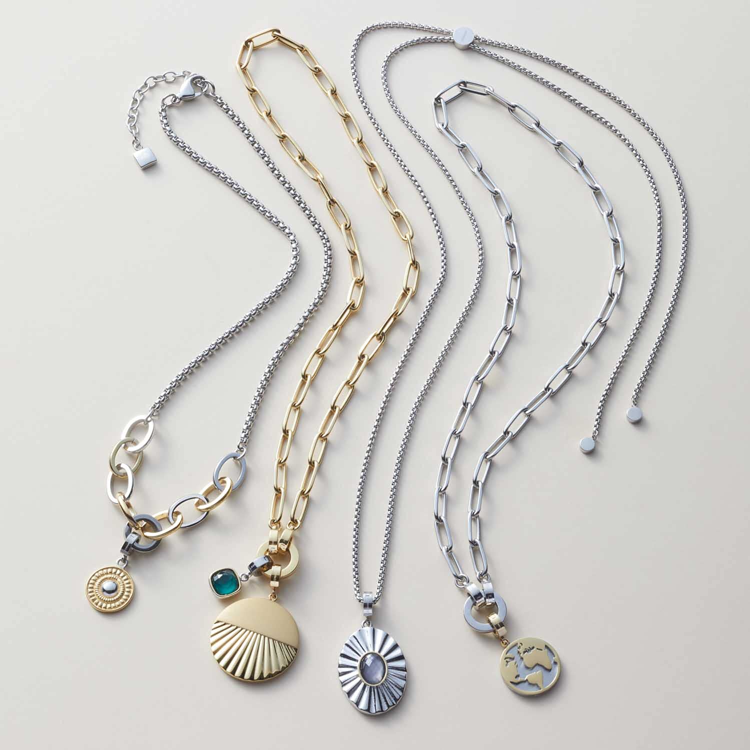 JEWELS BY LEONARDO Halskette Clip & Mix Liv • Venezianer-Kette aus silberfarbenem Edelstahl • lange schlichte Kette mit Schieber-Verschluss • auch als Y-Kette tragbar • Damen Schmuck • 021587