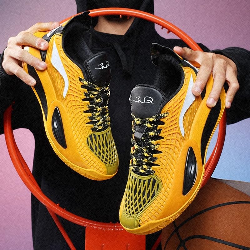 Zapatillas de baloncesto transpirables de hombre con calzado antideslizante amarillo 40 5