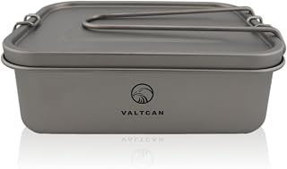 Valtcan Titanium Lunch Bento Storage Box 1200ml 40 oz Grade 1 Airtight Locking Lid Leakproof Foldable Handle Reheatable on Fire Ultralight 254g Camping Office Meal Prep Food Container Dishwasher Safe