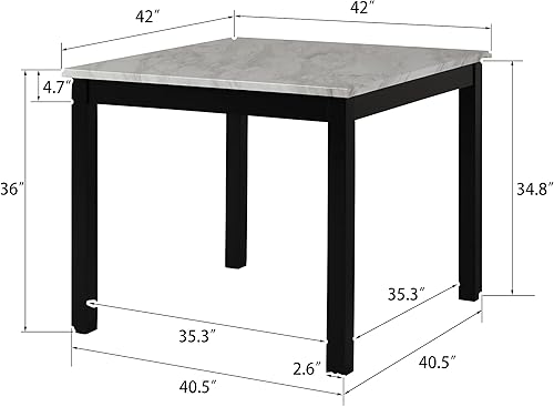 Miniatura 6 de ERDAYE Juego de 5 piezas de altura de mostrador con 1 mesa de mármol sintético y 4 sillas de asiento tapizadas de terciopelo para el hogar, cocina,