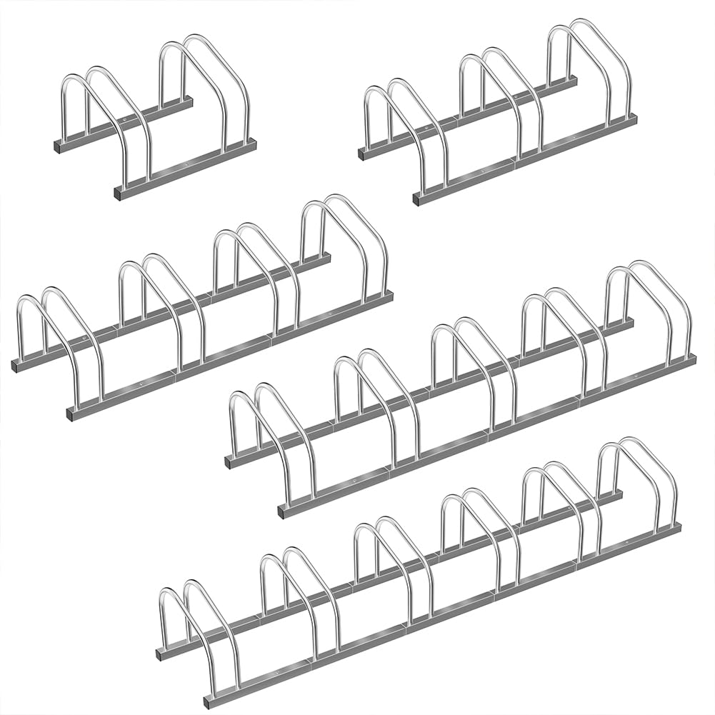 BAKAJI Rastrelliera per Biciclette da Pavimento o Parete Stand Parcheggio Esterno per Bici in Acciaio Porta Bici con Materiale di Montaggio Incluso