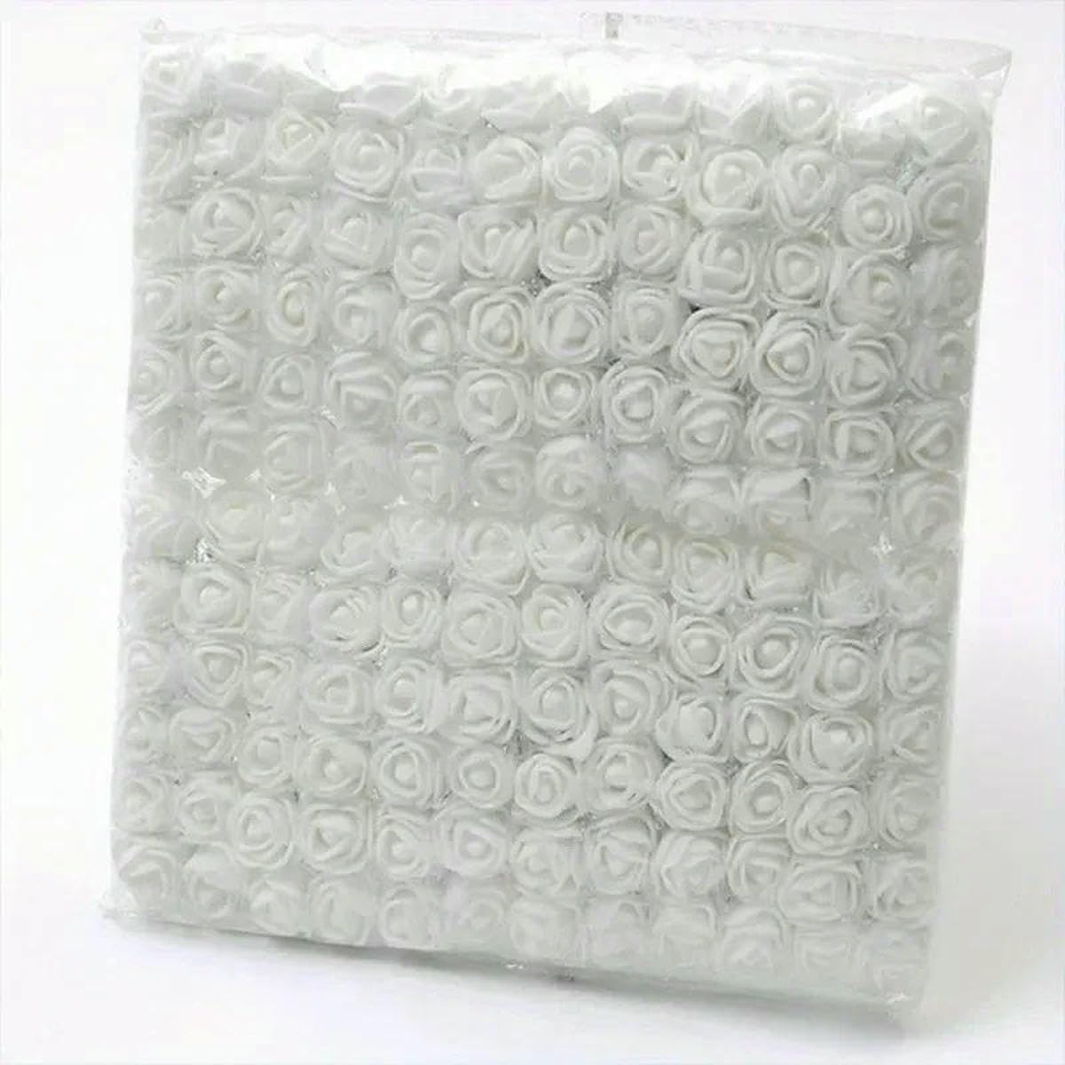 AYHTUD Wreath Mini Flowers 144pcs 2cm Foam Artificial Rose Flower Heads for Wedding Party Home Decoration Scrapbooking Craft-144 White