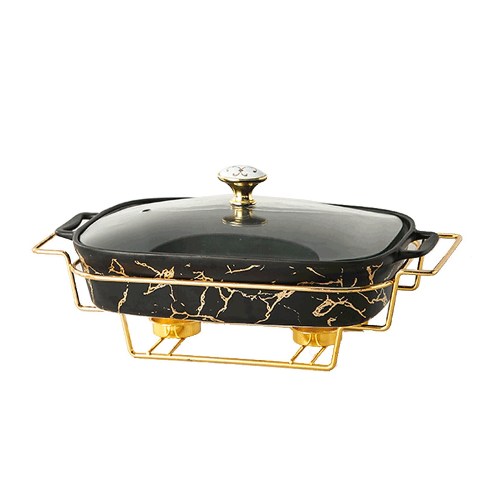JOMRTS Chafing Dish Buffet Set, Ceramics Chafer with Imitation Marble Finish, Chafer and Buffet Warmer Set for Buffet Weddings, Parties, Banquets, Catering Events (Black)