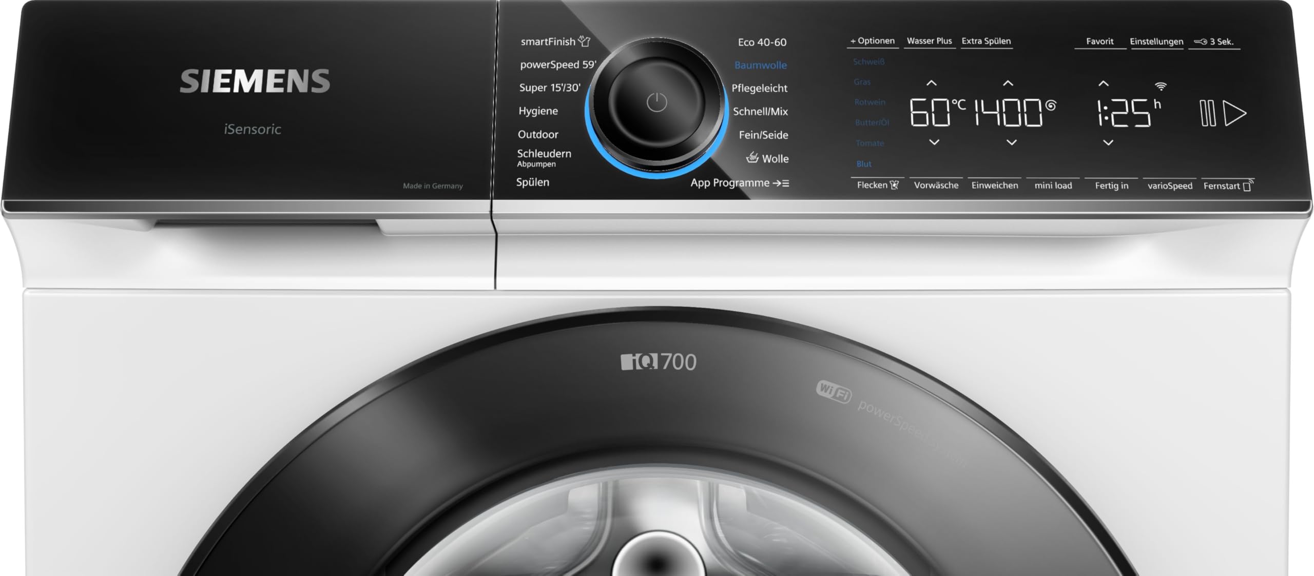 Siemens iQ700 Smarte Waschmaschine 9 kg 1400 UpM WG44B20Z0 | Home Connect App Steuerung von überall, Knitterschutz dank smartFinish, leiser bürstenloser iQdrive Motor