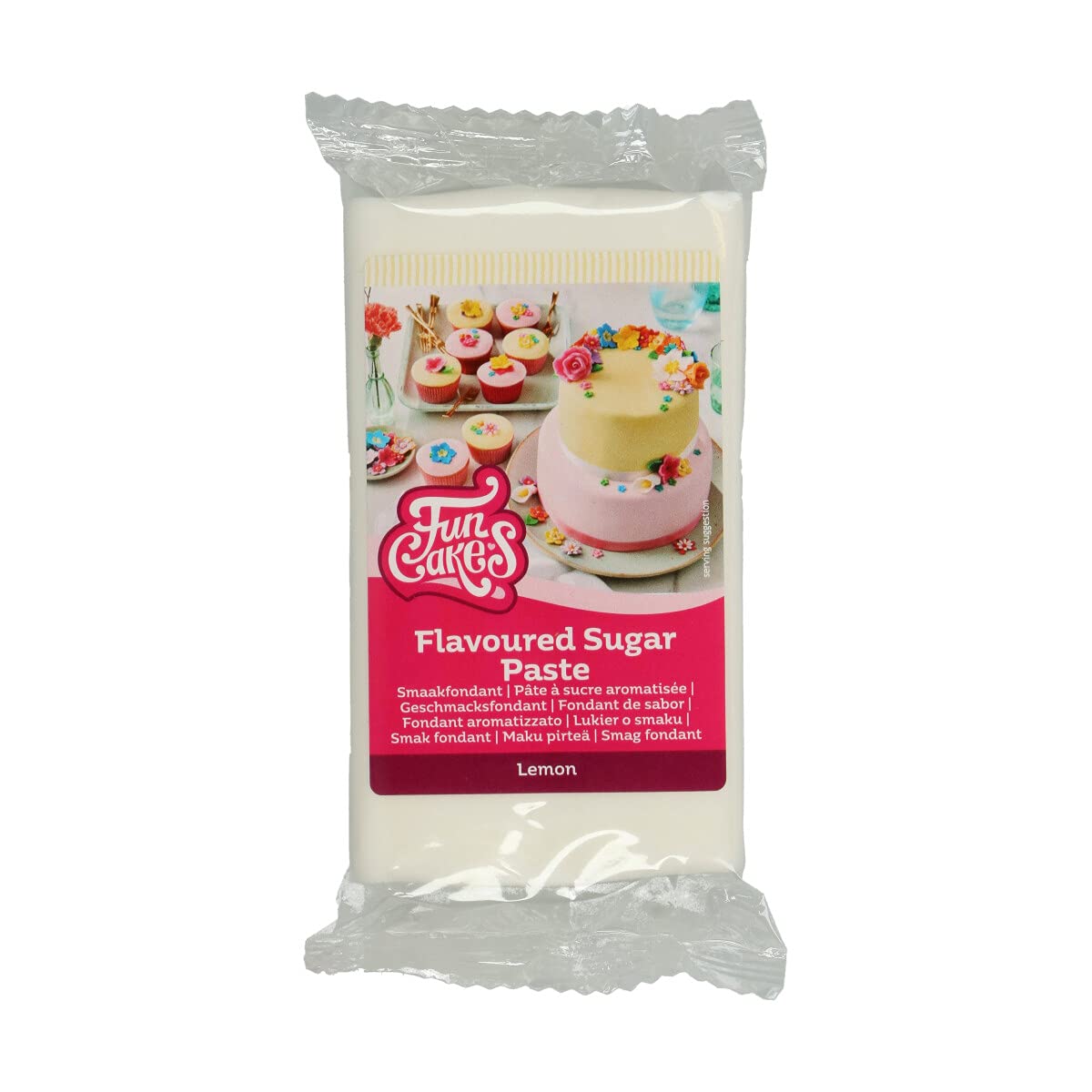 FunCakes Flavoured Sugar Paste Lemon: Delicious Taste, Smooth Texture, Easy to Roll Out, Sugar Paste, Perfect for Cakes, Cupcakes and Cookies. Halal, Kosher and Gluten free. 250 g