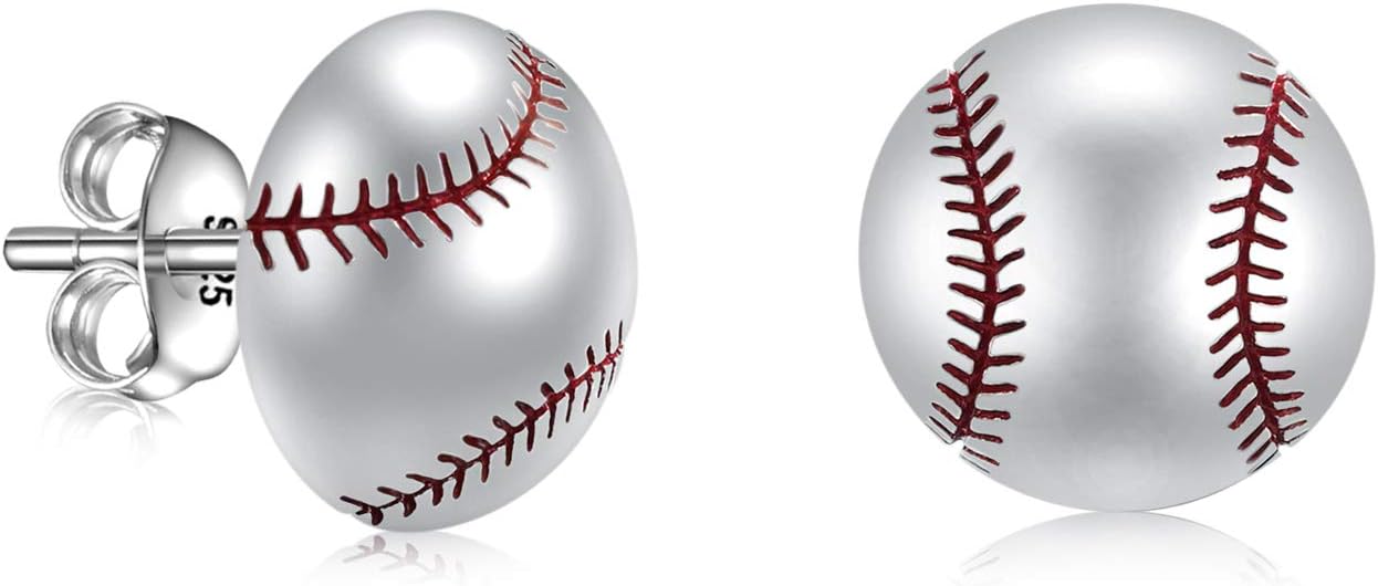 Tennis Soccer Volleyball Baseball Stud Earrings Softball Mom Ear Studs 925 Sterling Silver Sport Lover Jewelry For Unisex Women