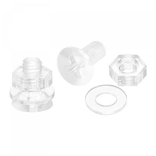 uxcell Tornillos de máquina Phillips de plástico M4 x 0.394 in con tuercas y arandelas planas, pernos de máquina de cabeza plana de PC