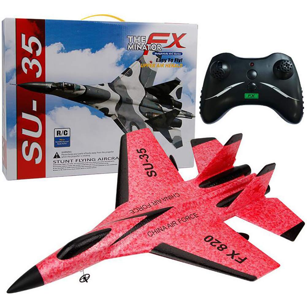 RCTOYS SU-35 RC RC Plane Drone with 2.4GHZ 2CH, Remote Channel Remote Control Airplane, Control Flying Paper Aircraft Toys Indoors & Outdoors Easy to Fly Best Gift for Adults and Children,Pink