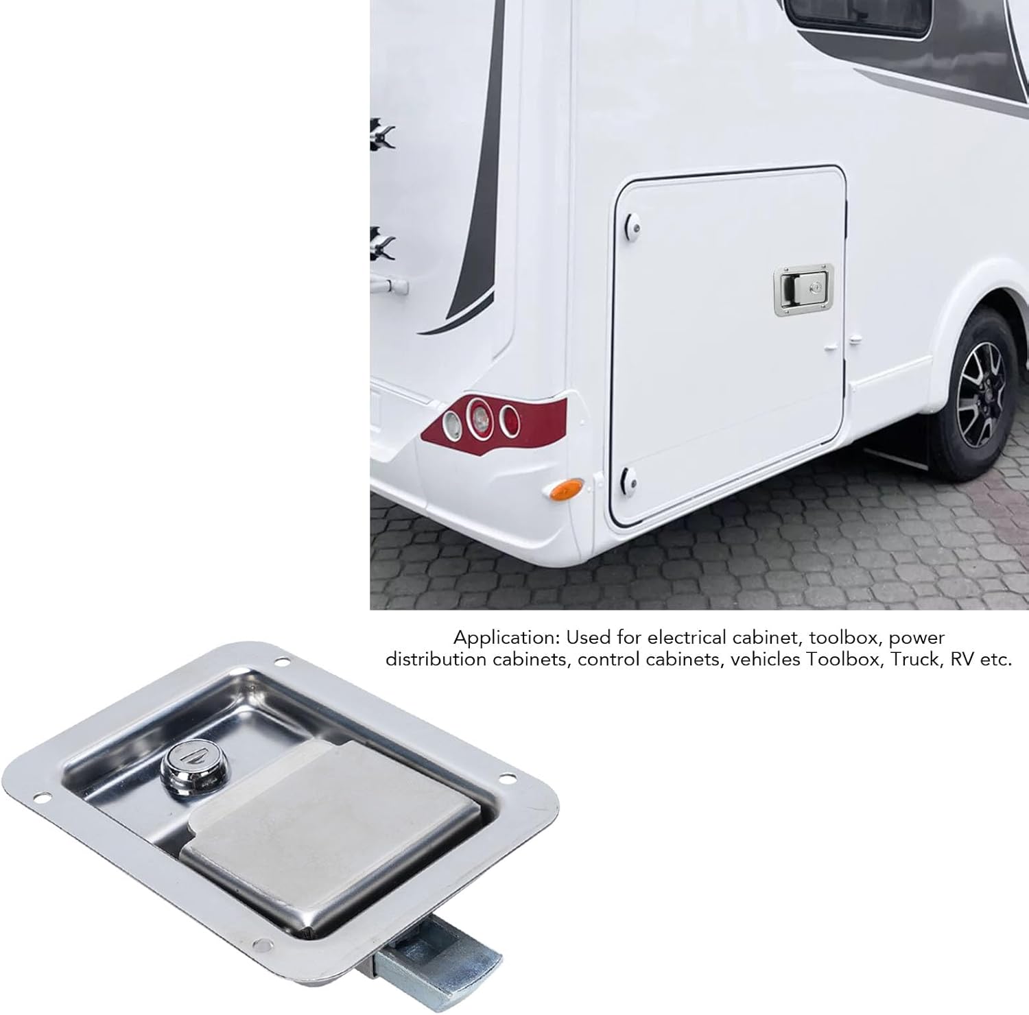 2Pcs Stainless Steel Toolbox Latch, 140X108mm Flush Mount Handle with Keys and Sealing Gasket, for Truck RV Motorhome Tool Box Cabinet Door Up to 21mm Thickness