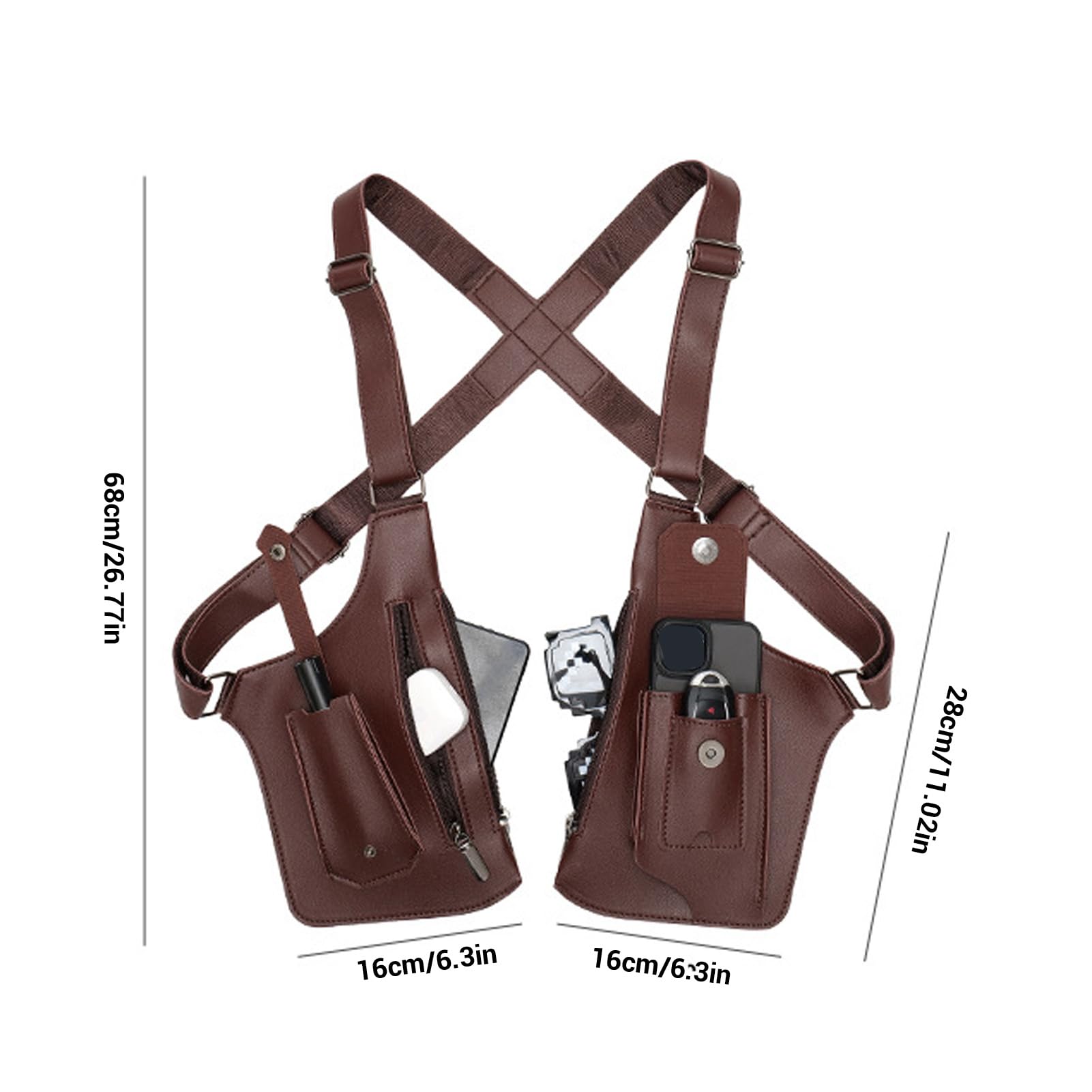 Marhynchus Borsa da Ascella a Doppia Spalla, Portafoglio Sottoascella Regolabile in Pelle PU Antifurto con 2 Tasche Spaziose per Uomini e Donne Che Viaggiano per i Pendolari All'aperto