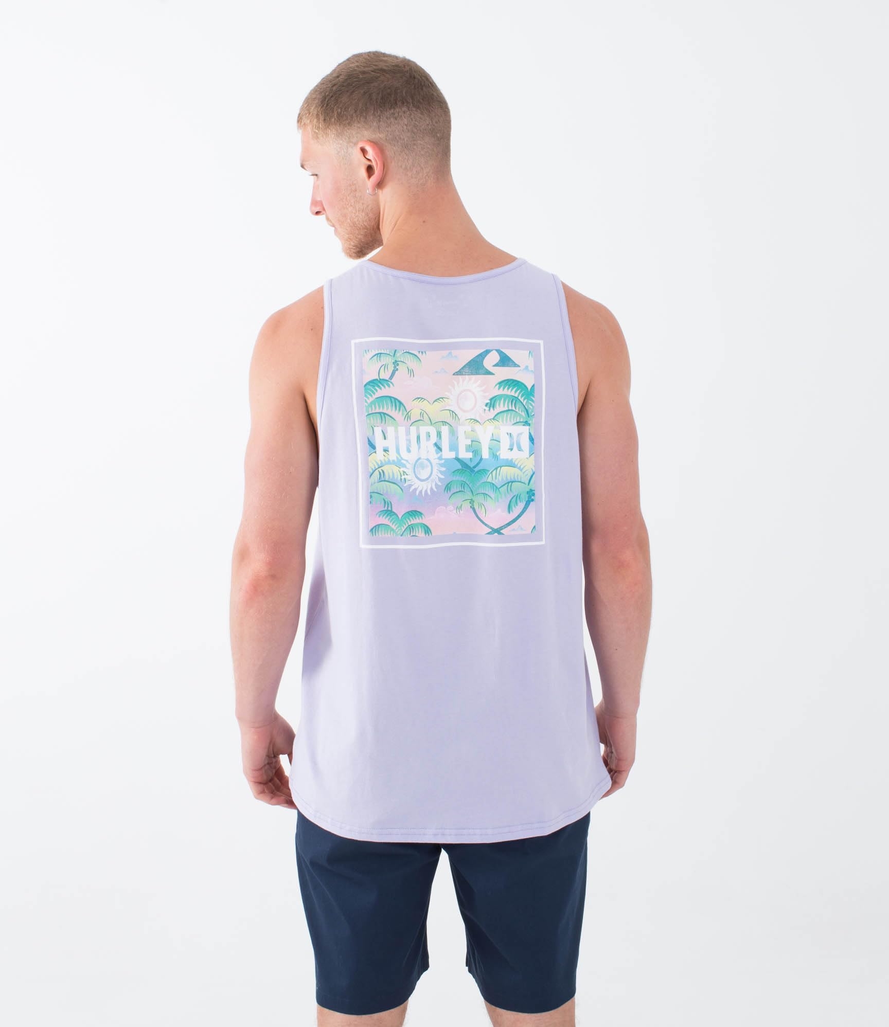 Hurley Mens Four Corners Tank T-Shirt, Lavender Mist, XXL EU
